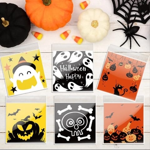 100 Bolsas Halloween 10x10 adhesivas